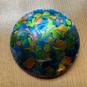 Inga Enameled Brooch, Signed, Vintage